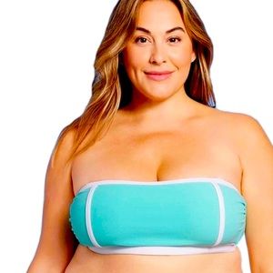 Kona Sol Terry Textured Bandeau Bikini Swim Suit Top